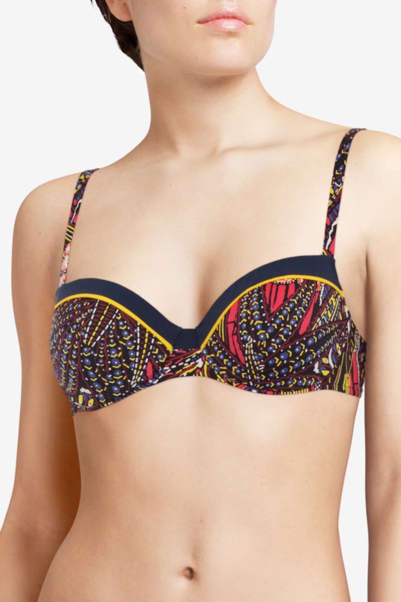 Haut de maillot coques Ethnic - Bleu nuit et jaune - Chantelle