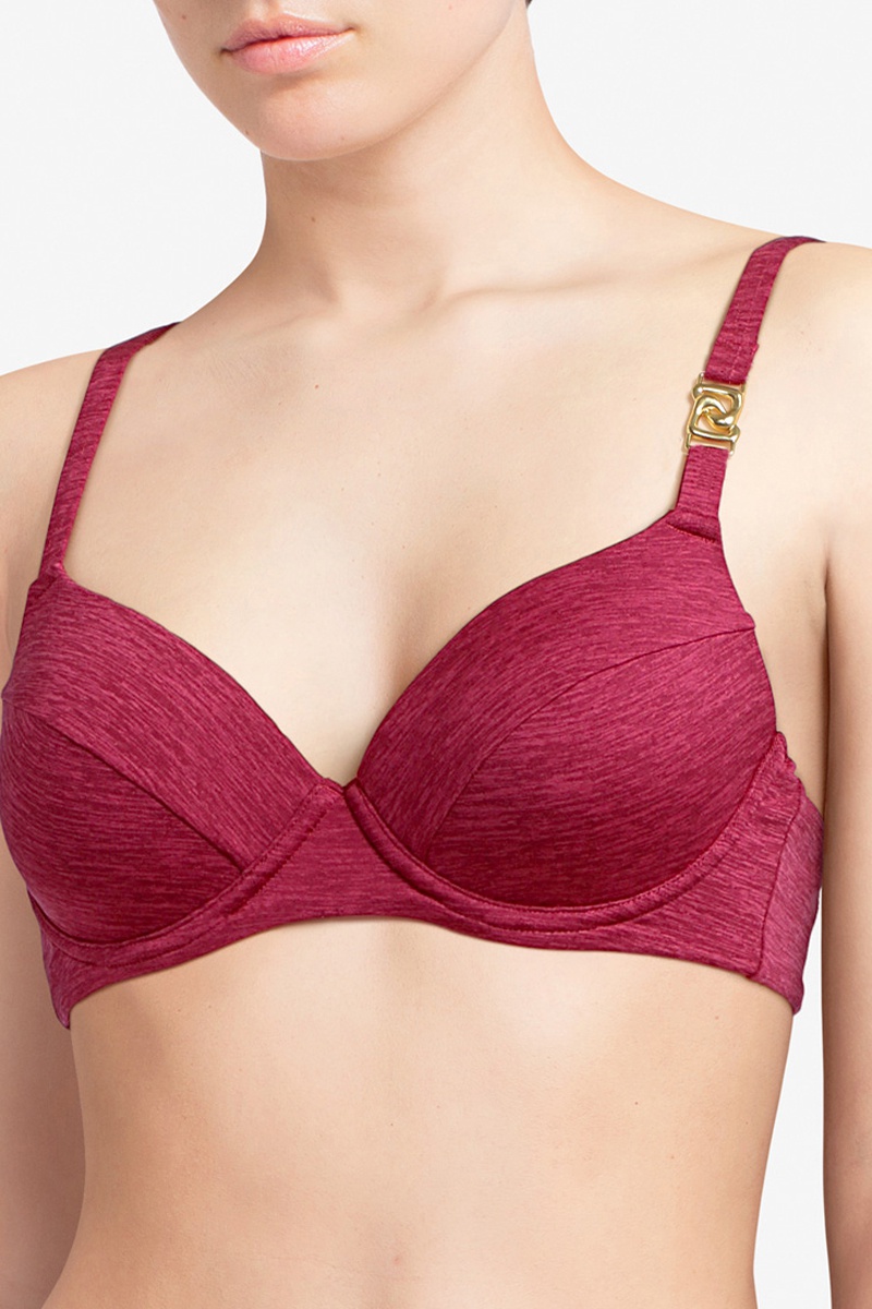 Haut de maillot coques en laine et soie Armona - Magenta chiné - Fémilet