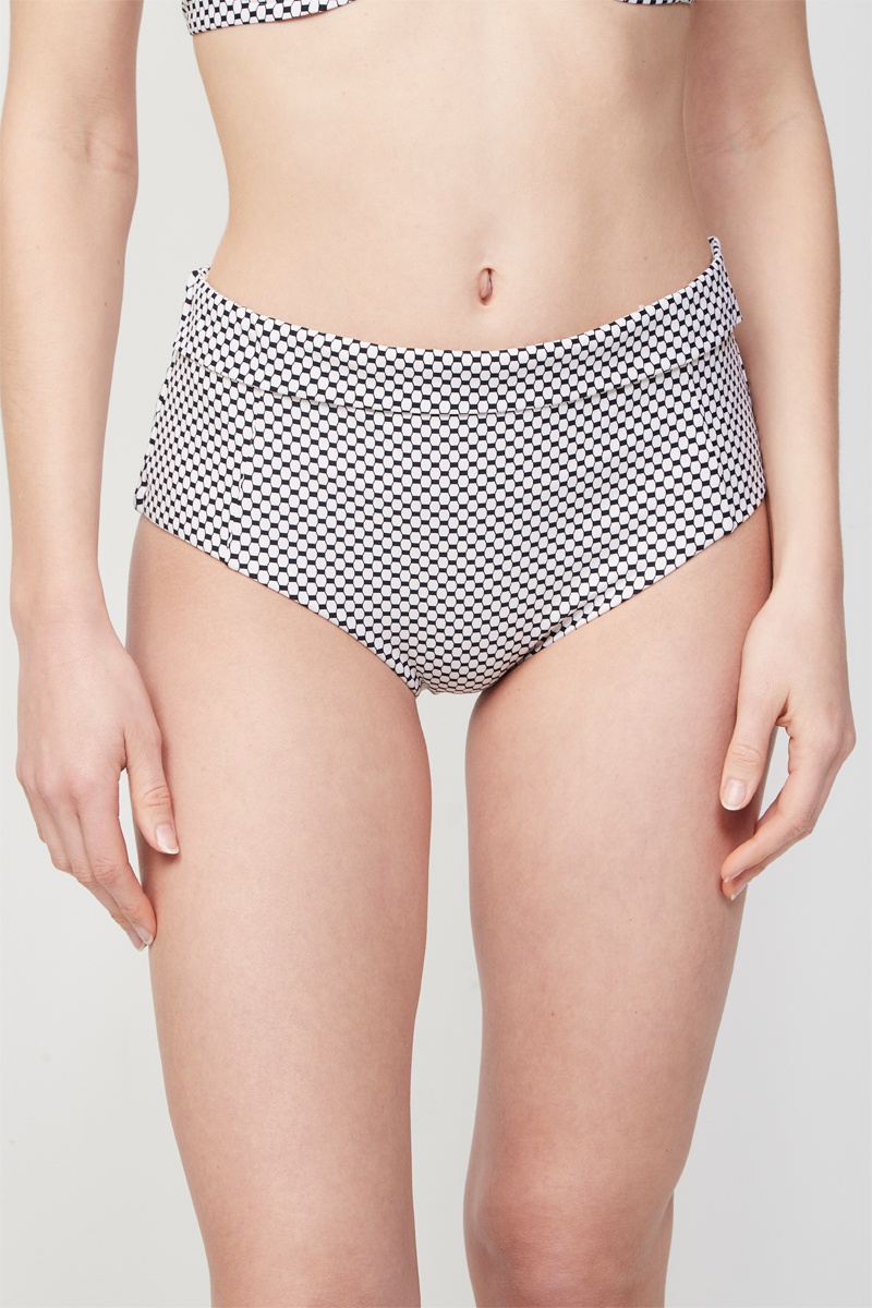 Bas de maillot taille haute Aruba - Blanc et noir - Fémilet