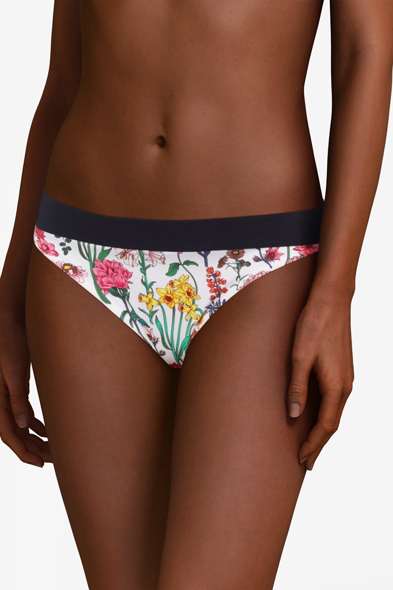 Bas de maillot Flowers - Ecru et noir - Chantelle