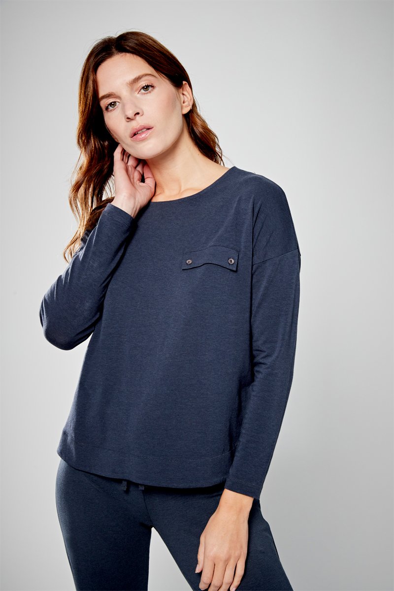 T-shirt Luna Bleu-gris chiné - Femilet