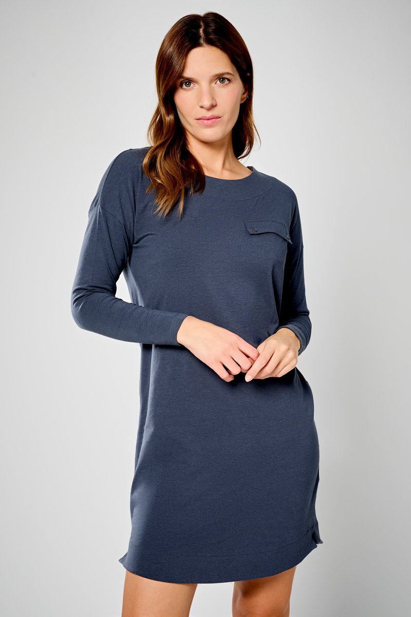 Chemise de nuit Luna Bleu-gris chiné - Femilet
