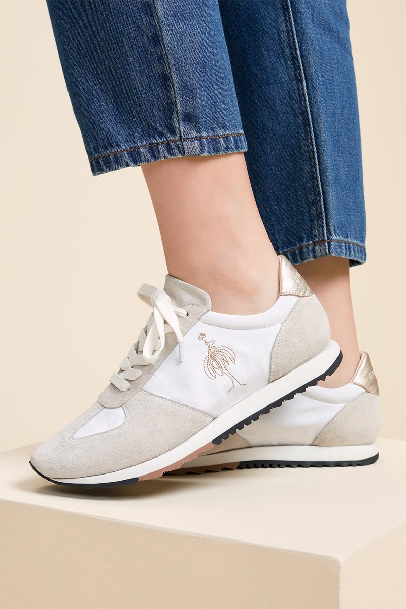 Baskets en cuir Blanc et beige - One Step - IKKS