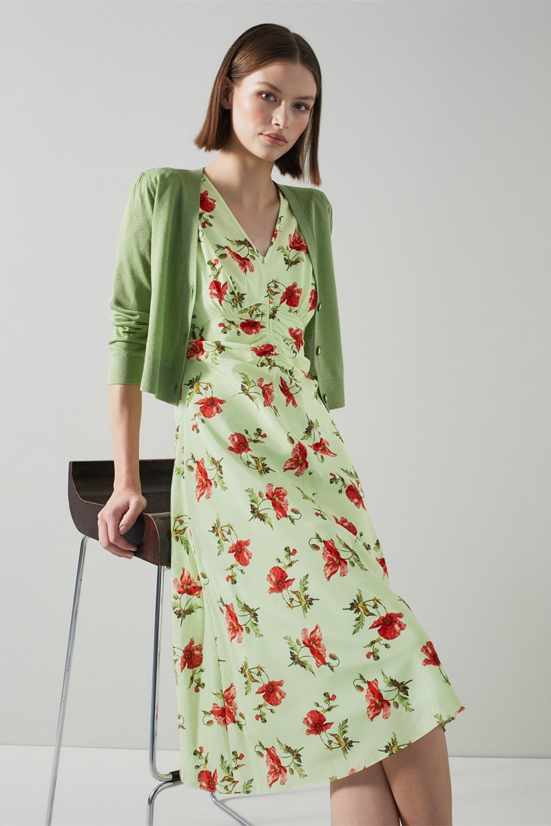 Robe midi en soie Gabbi Vert