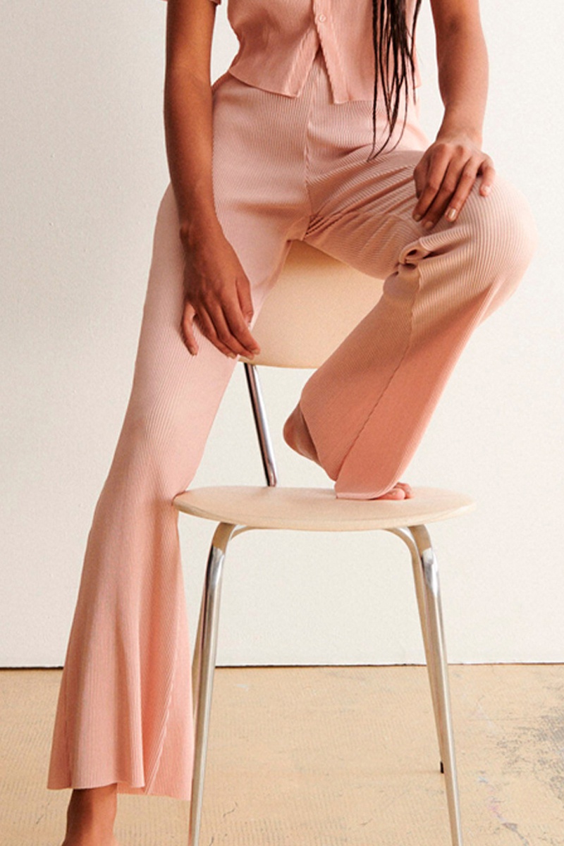 Pantalon flare Chemiplitiz Rose pâle