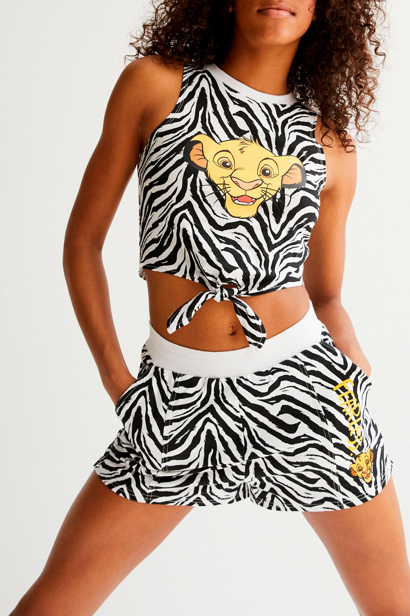 Crop top Simba Le Roi Lion Disney Kingzebriz - Noir et blanc