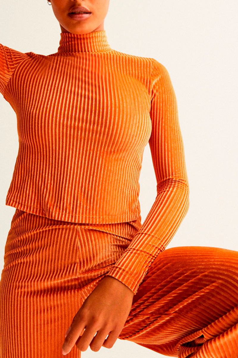 Crop top en velours Dosvelvetiz Orange