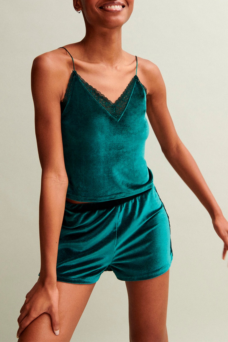 Caraco en velours Crossveliz Vert