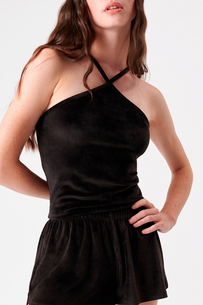 Short taille haute en velours Siloufliz - Noir