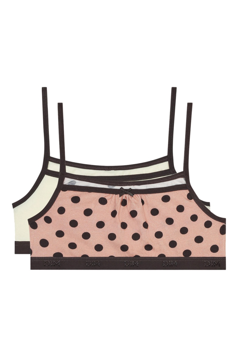 2 brassières Les Pockets Aly Pois - Rose et écru