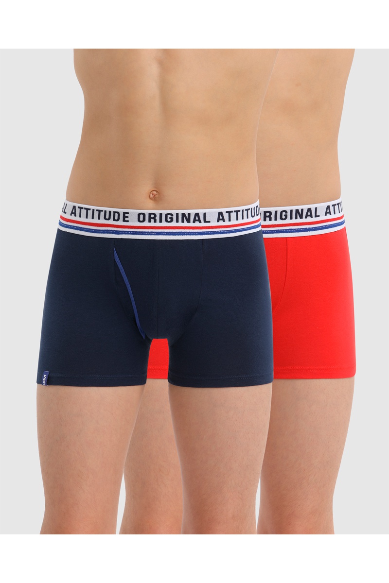 2 boxers Matelot - Bleu marine et rouge