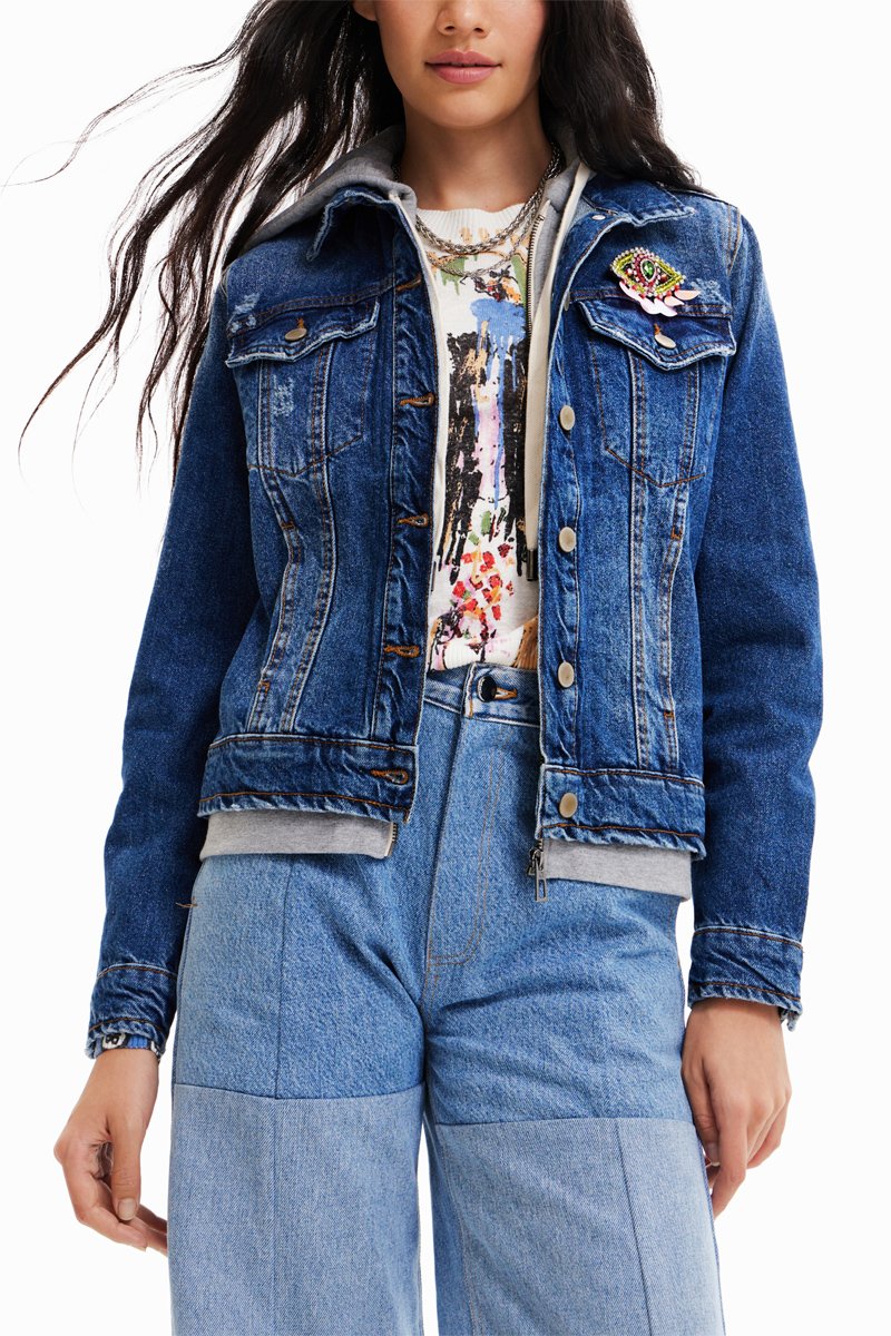 Veste en jean trompe-l’œil - Bleu marine