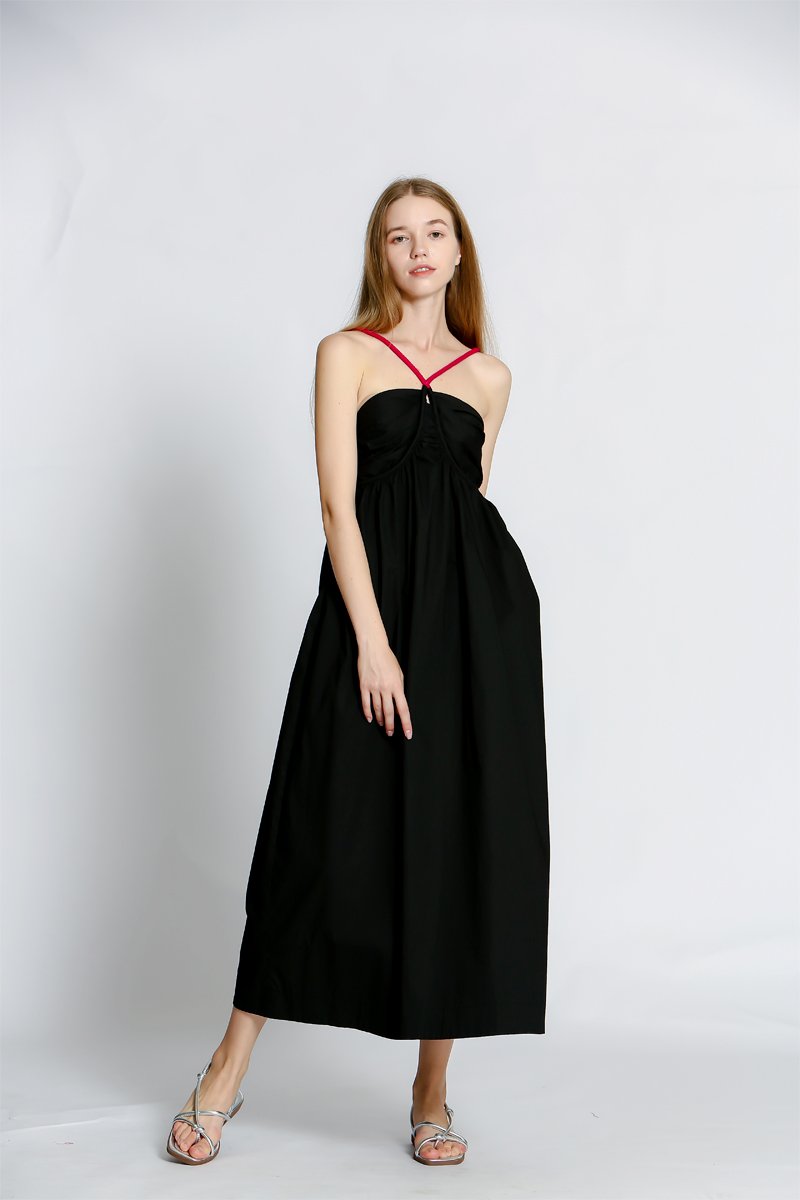 Robe midi - Noir - 100% coton