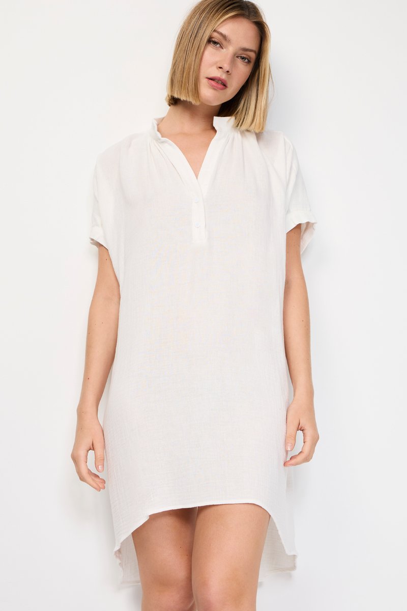 Robe trapèze - Blanc - 100% coton