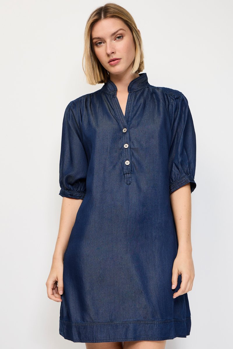 Robe droite en jean - Bleu marine