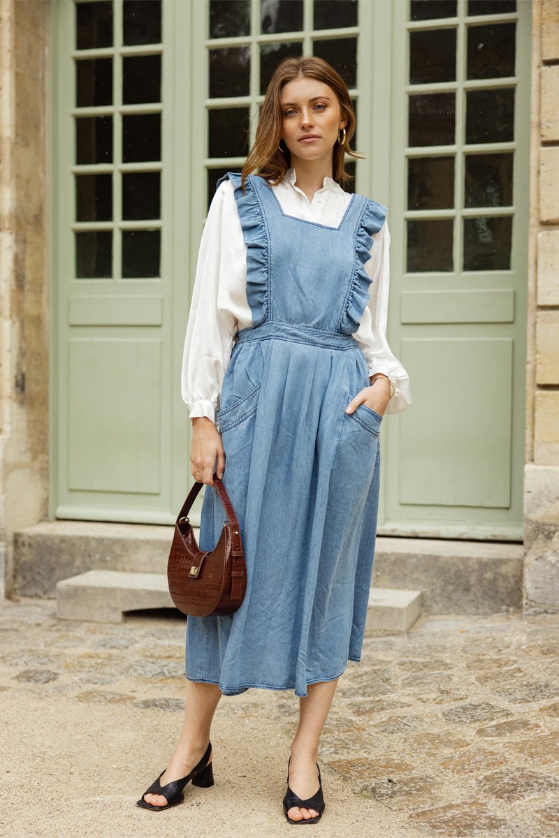 Robe-salopette en jean - Bleu clair