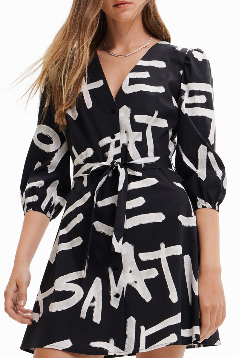 Robe trapèze - Noir et écru