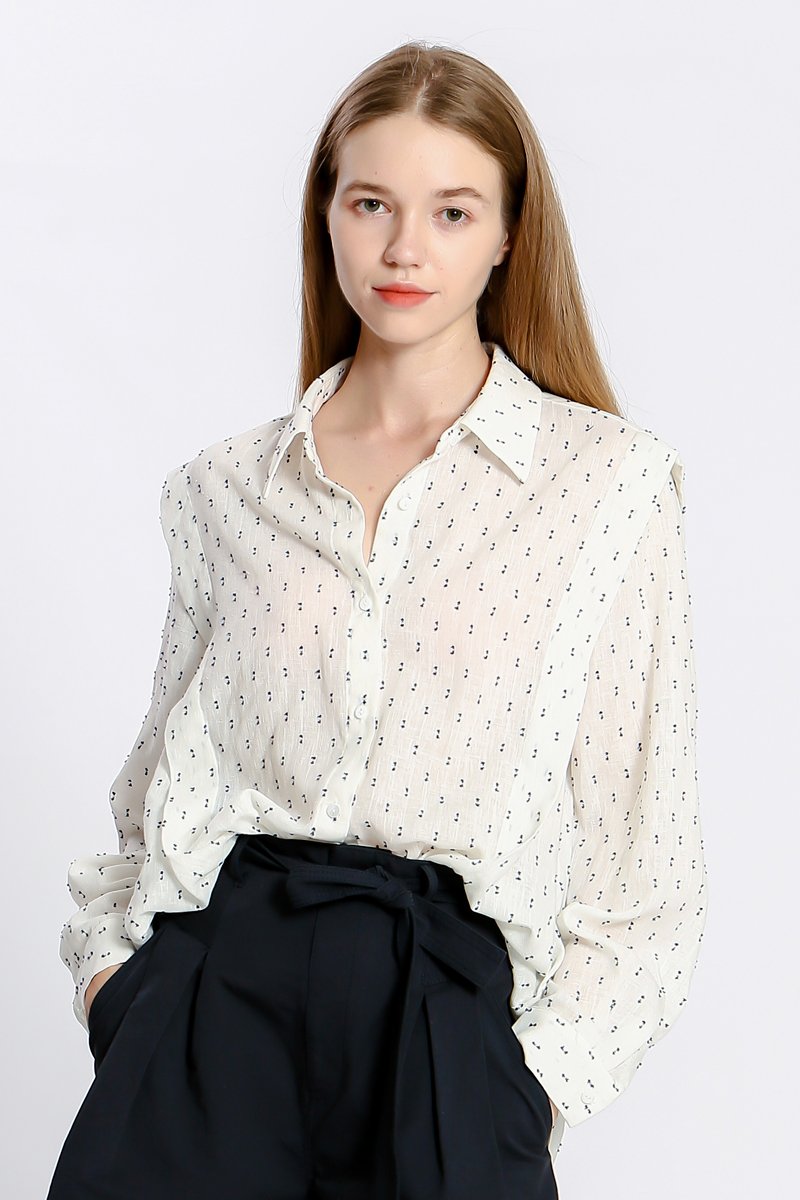 Chemisier en lin - Blanc et noir