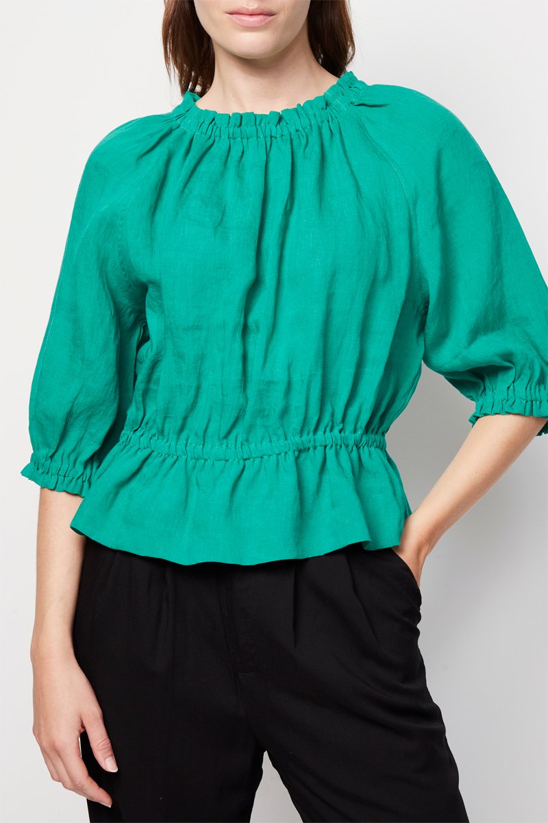 Blouse en lin - Turquoise - 100% lin