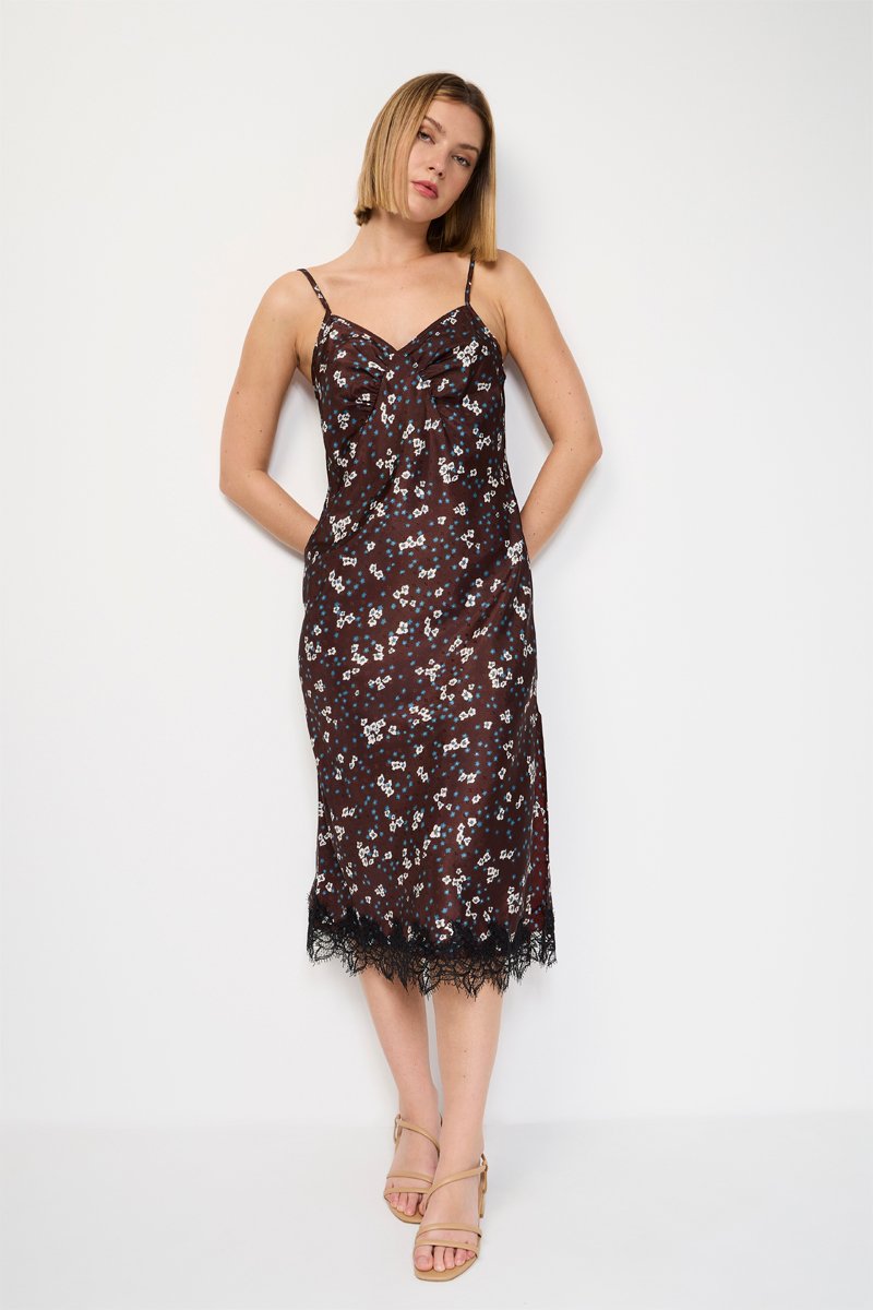 Robe midi - Marron