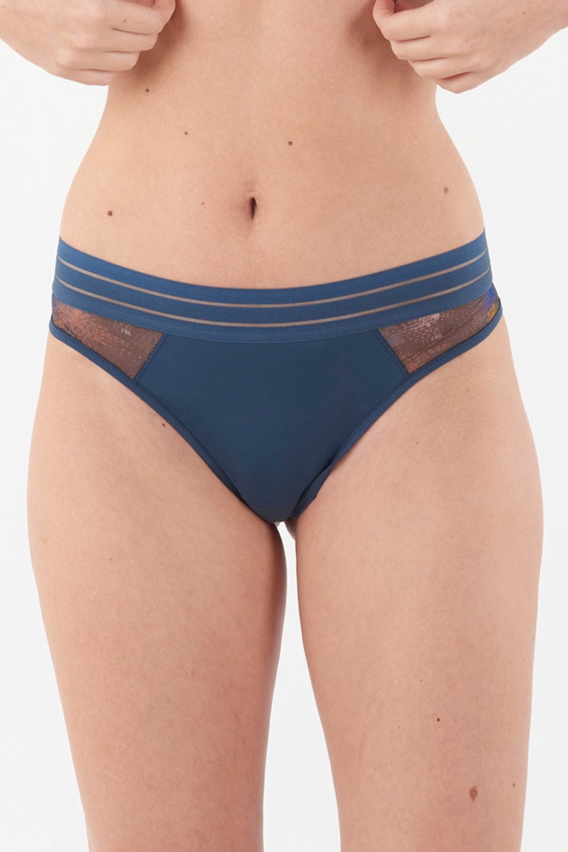 Tanga Nufit Garden Bleu nuit - Maison Lejaby