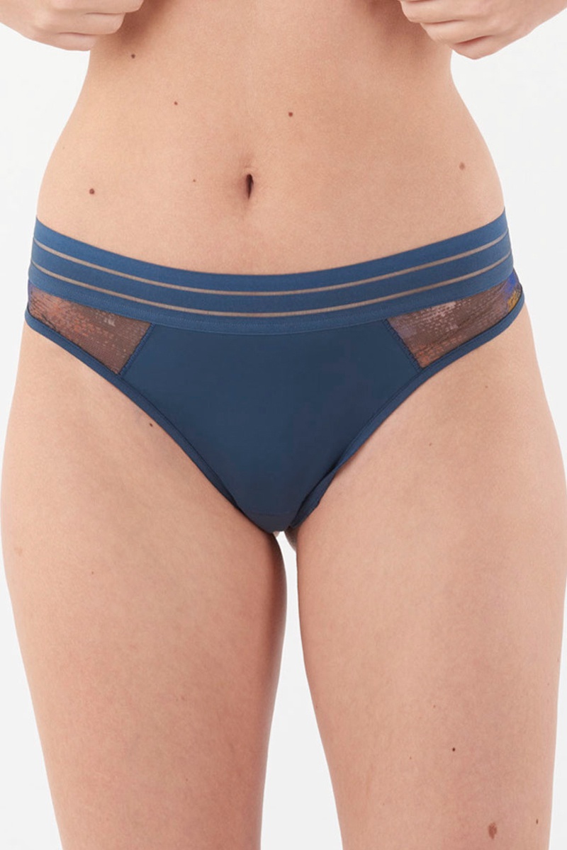Tanga Nufit Garden Bleu nuit - Maison Lejaby