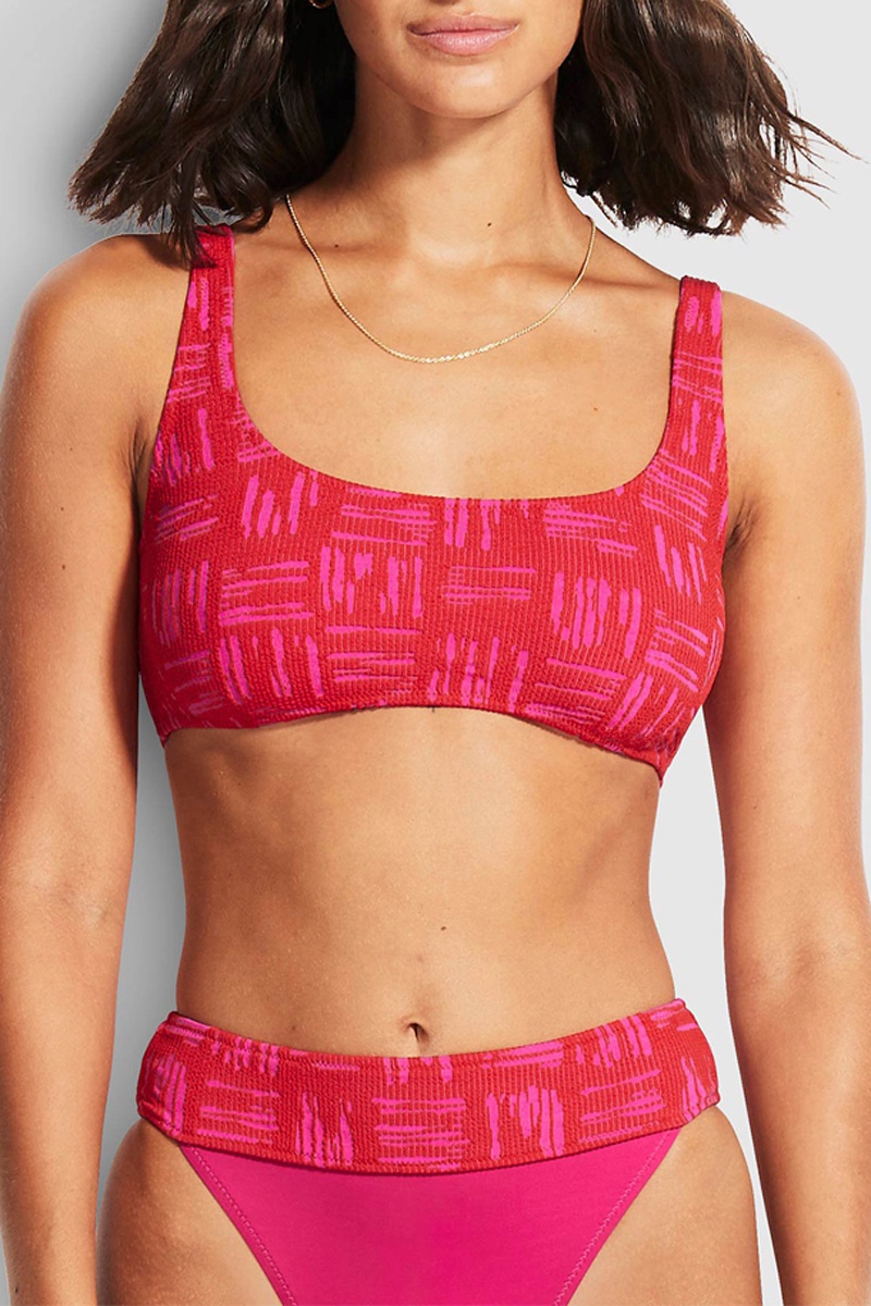 Haut de maillot BodyCheck - Rouge et rose - Seafolly