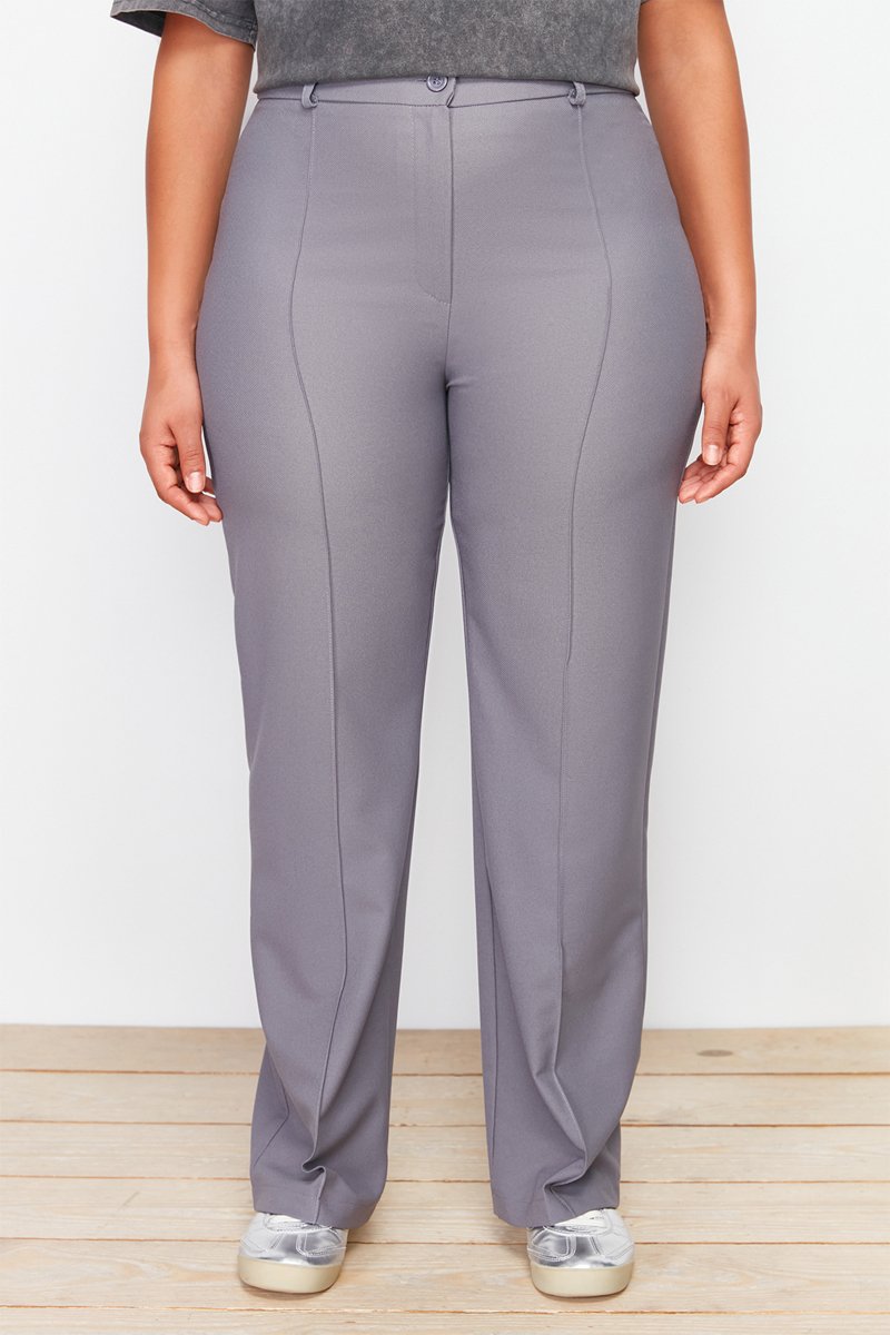 Pantalon wide legs taille haute - Gris