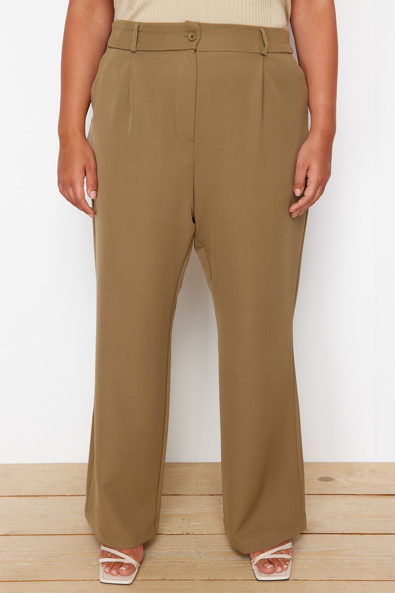 Pantalon wide legs taille haute - Kaki