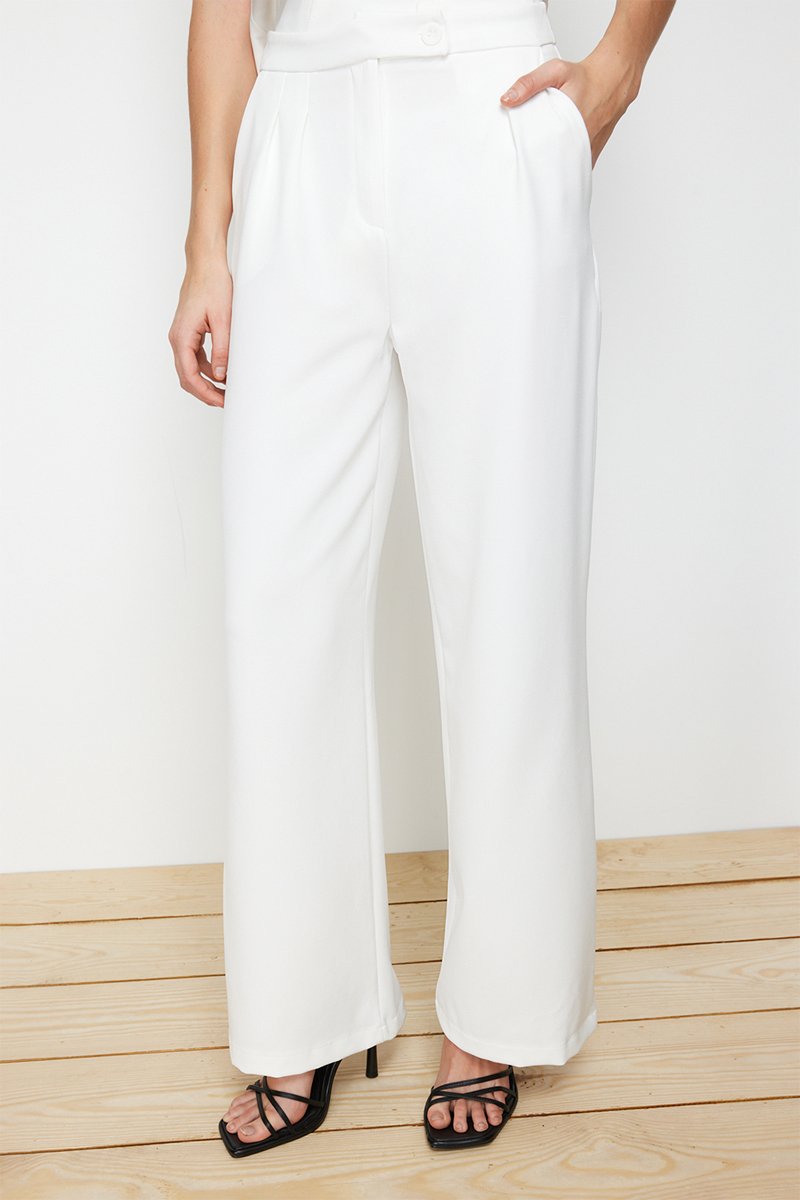 Pantalon wide legs taille haute - Ecru