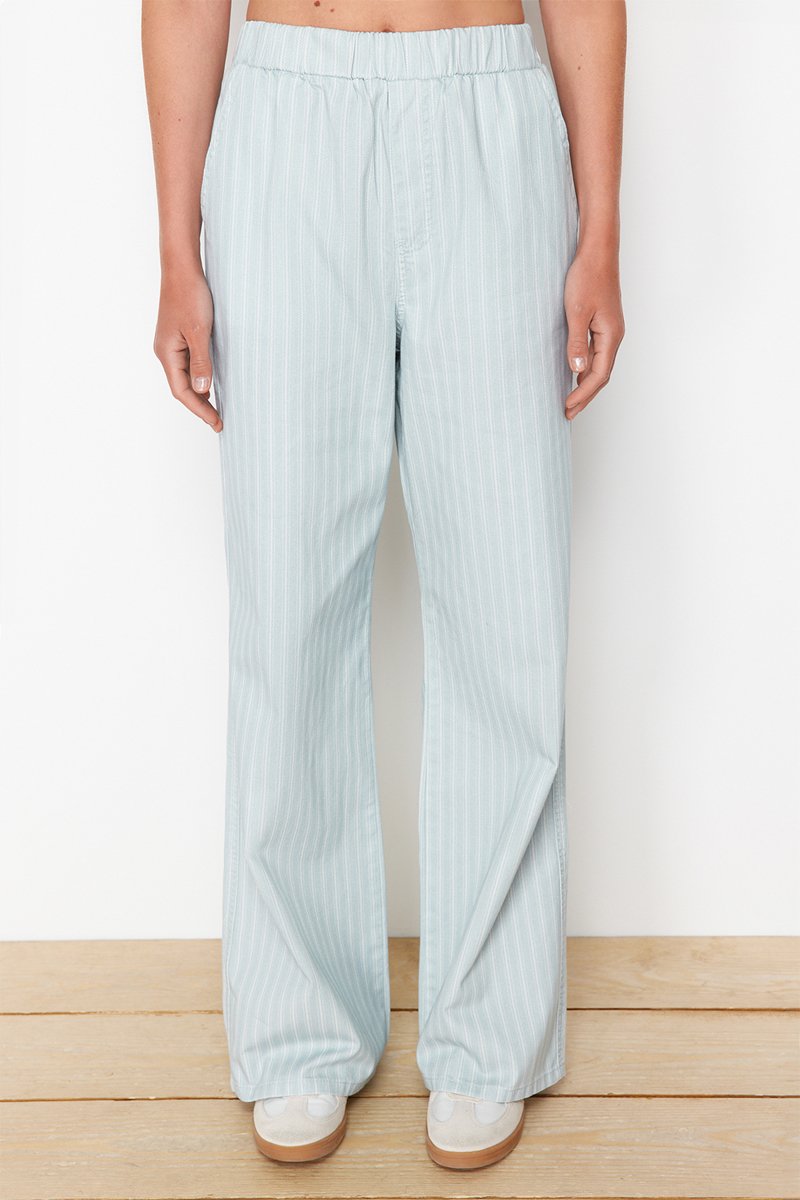 Pantalon wide legs taille haute - Bleu clair