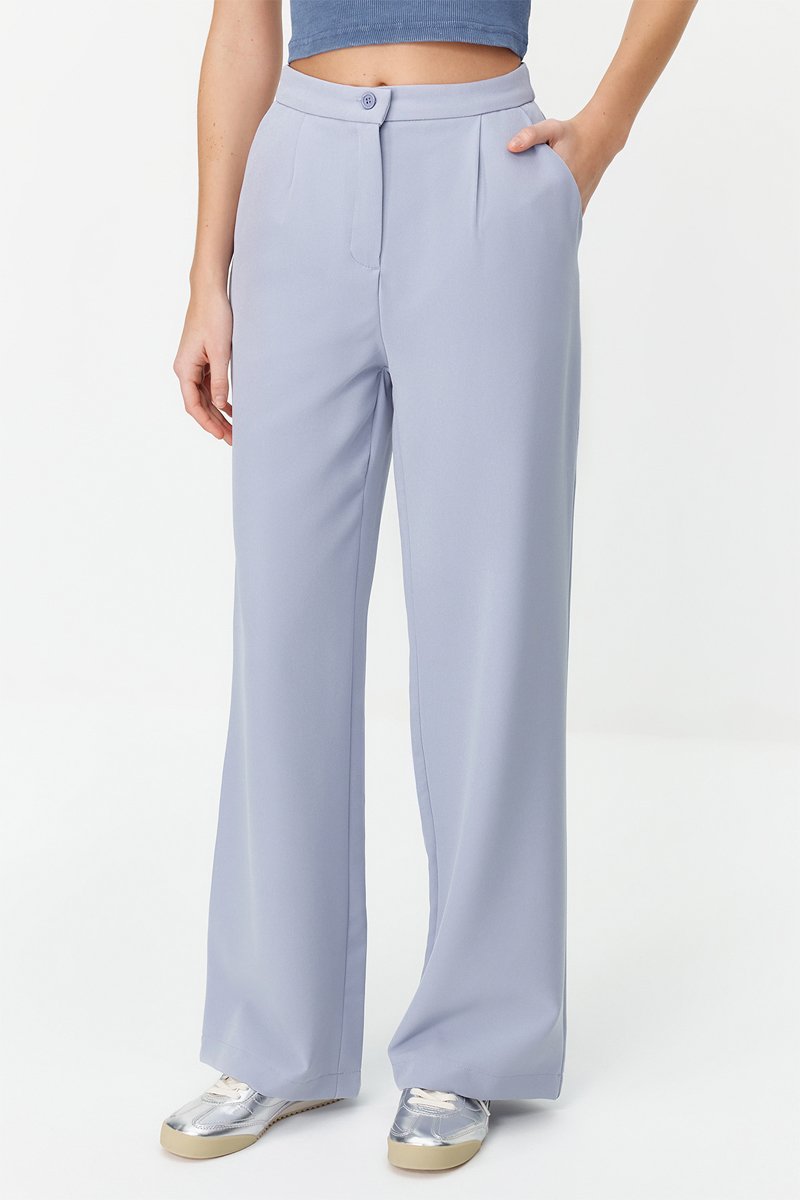 Pantalon wide legs taille haute - Bleu clair