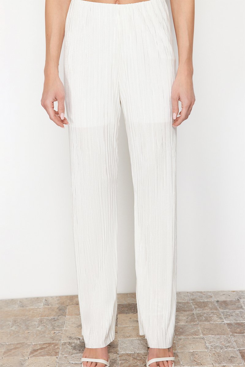 Pantalon taille haute - Blanc