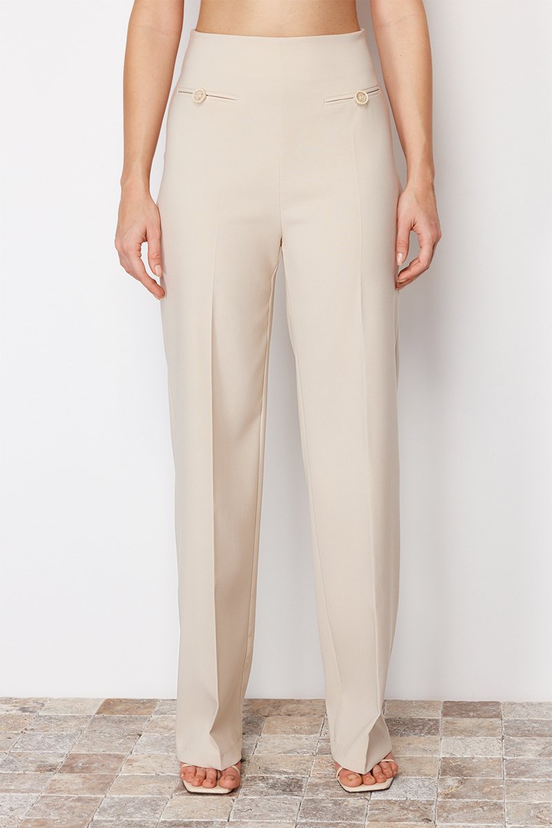 Pantalon wide legs taille haute - Ecru