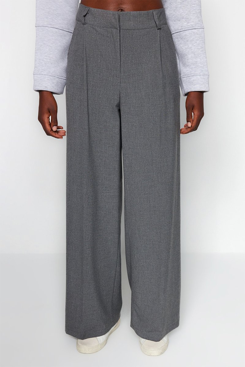 Pantalon palazzo taille haute - Gris
