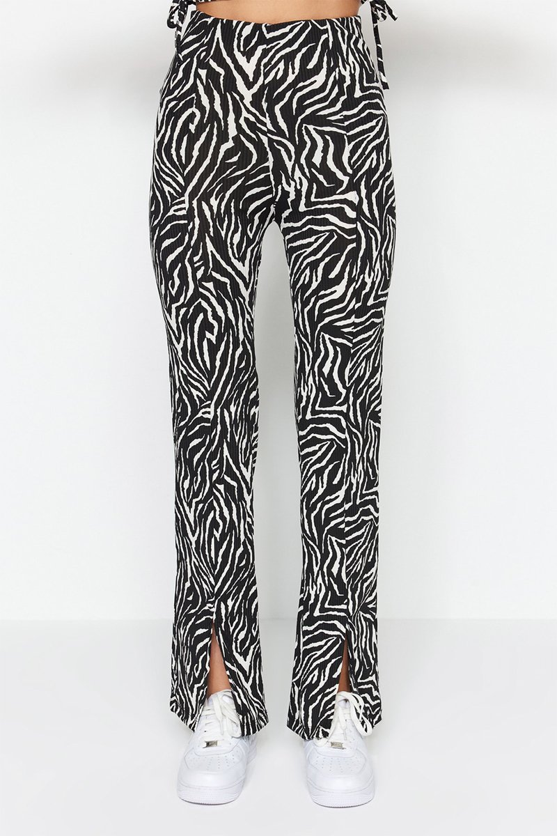 Pantalon droit taille haute - Multicolore