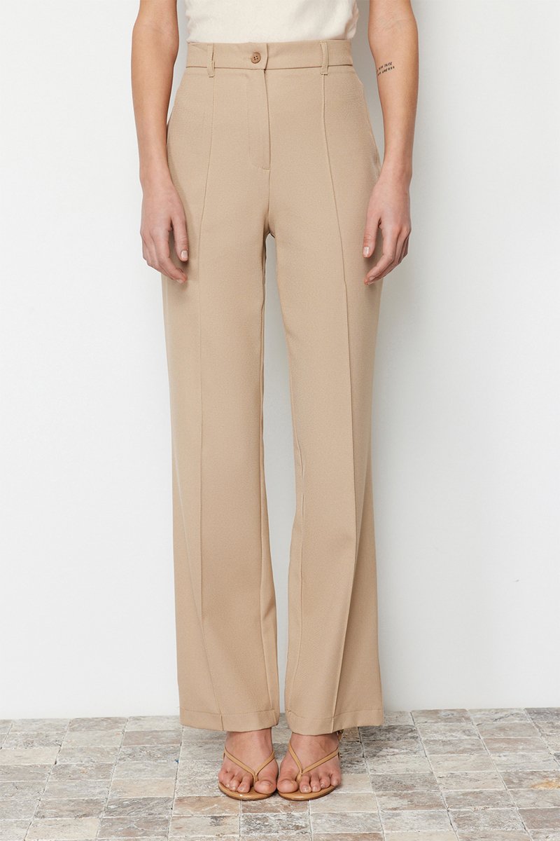 Pantalon straight - Marron clair