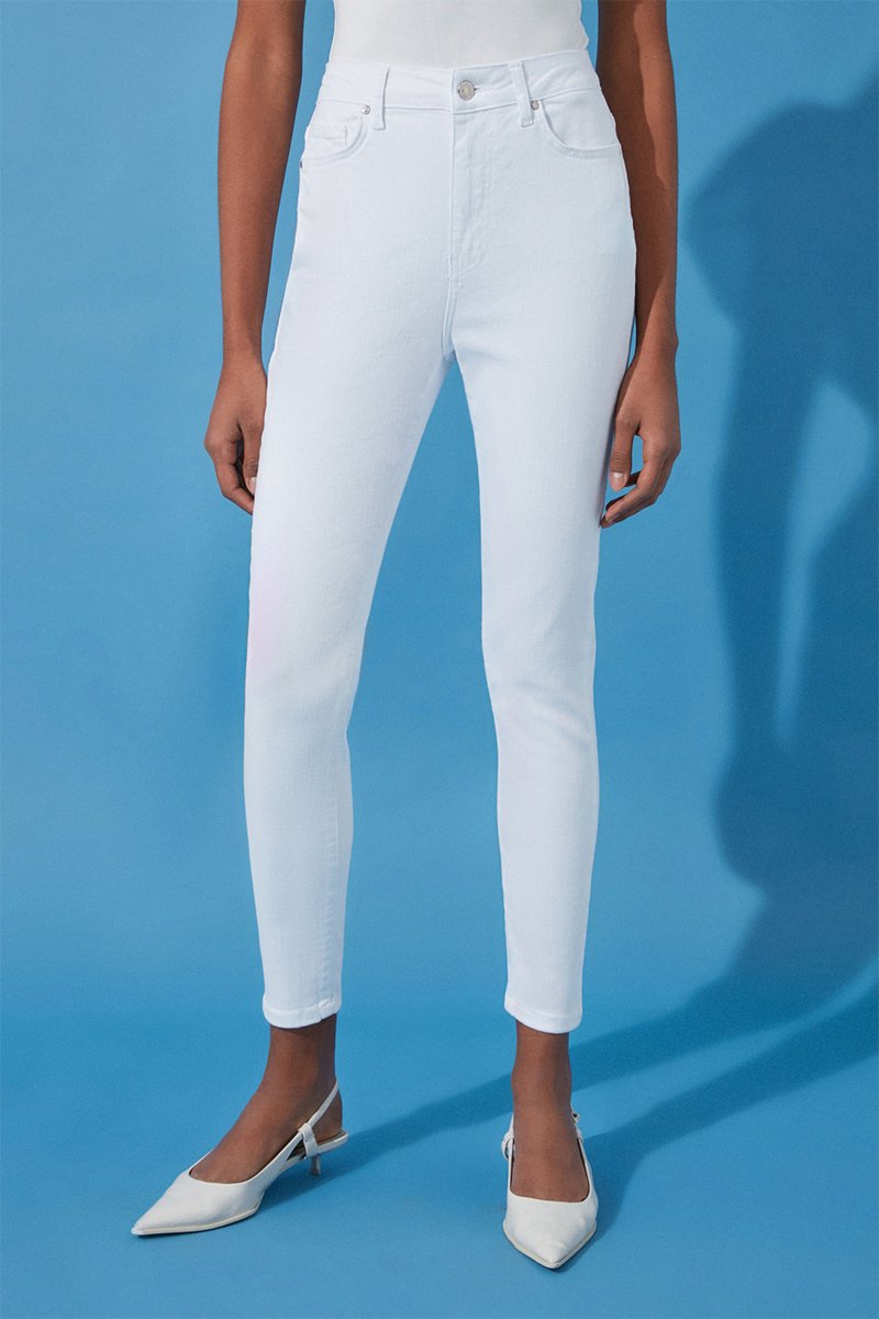 Jean skinny 7/8 taille haute - Blanc