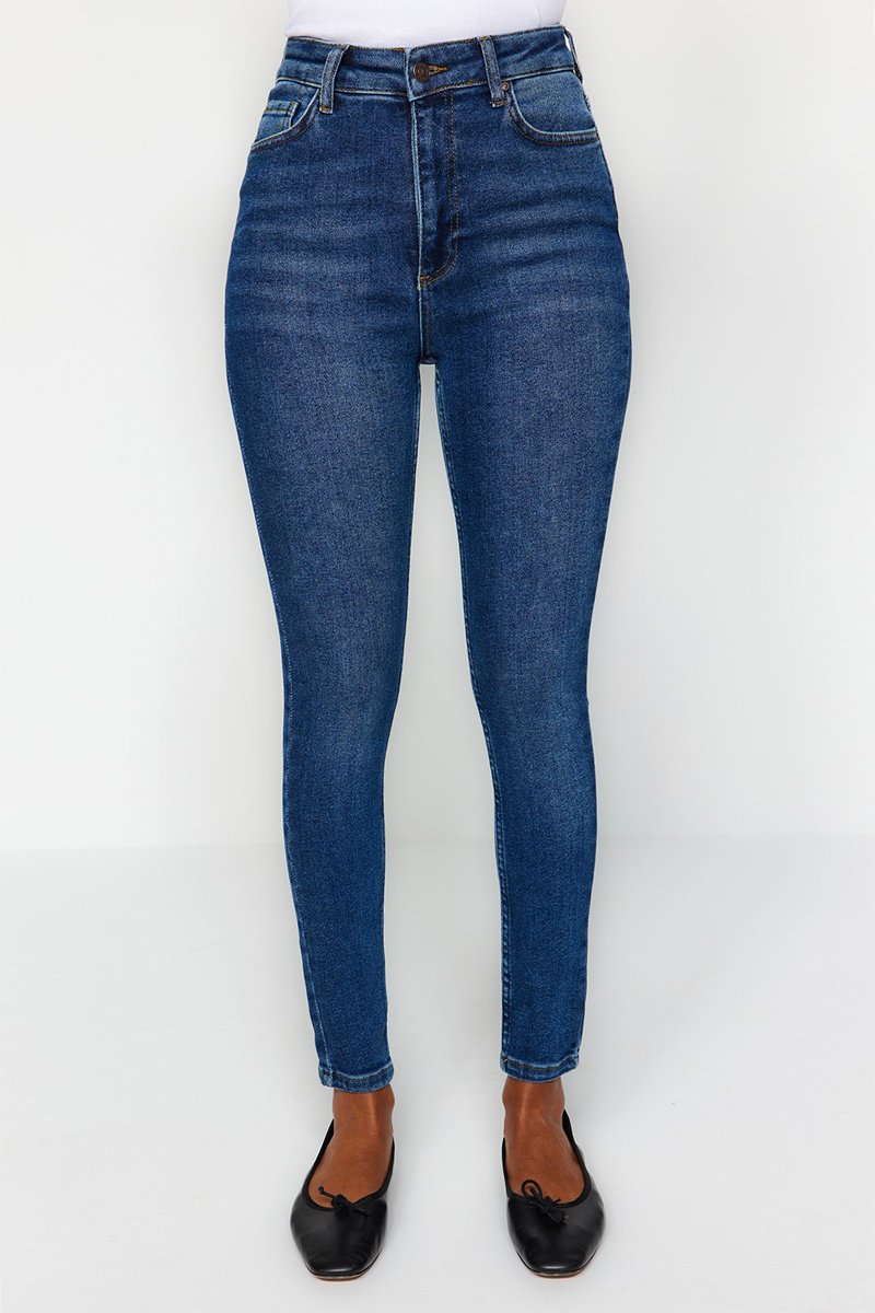 Jean skinny taille haute - Bleu marine