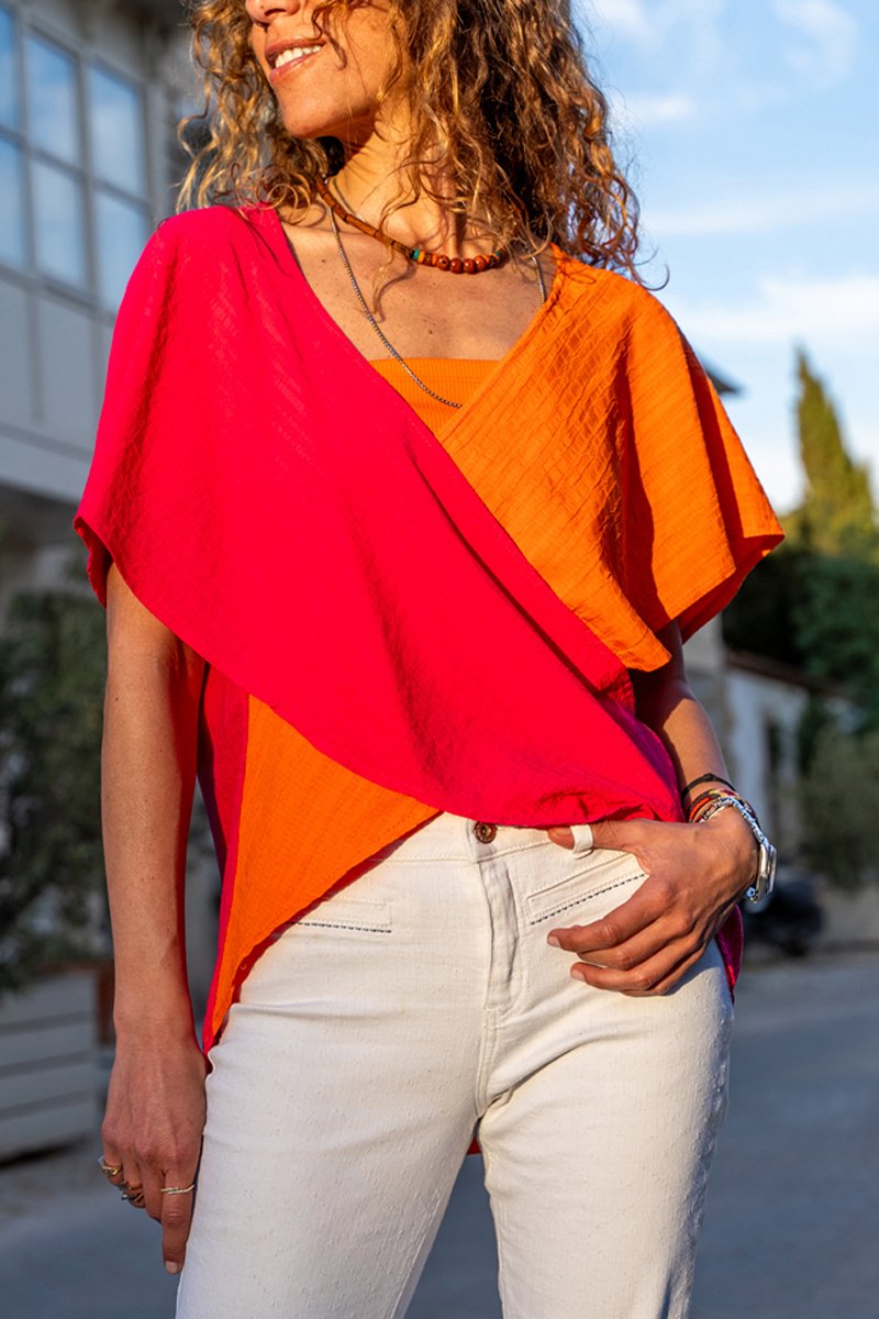 Top - Rouge et orange