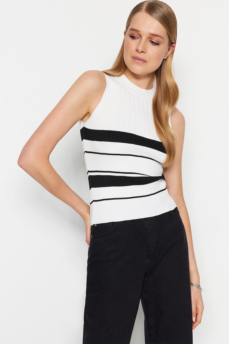 Top - Ecru et noir