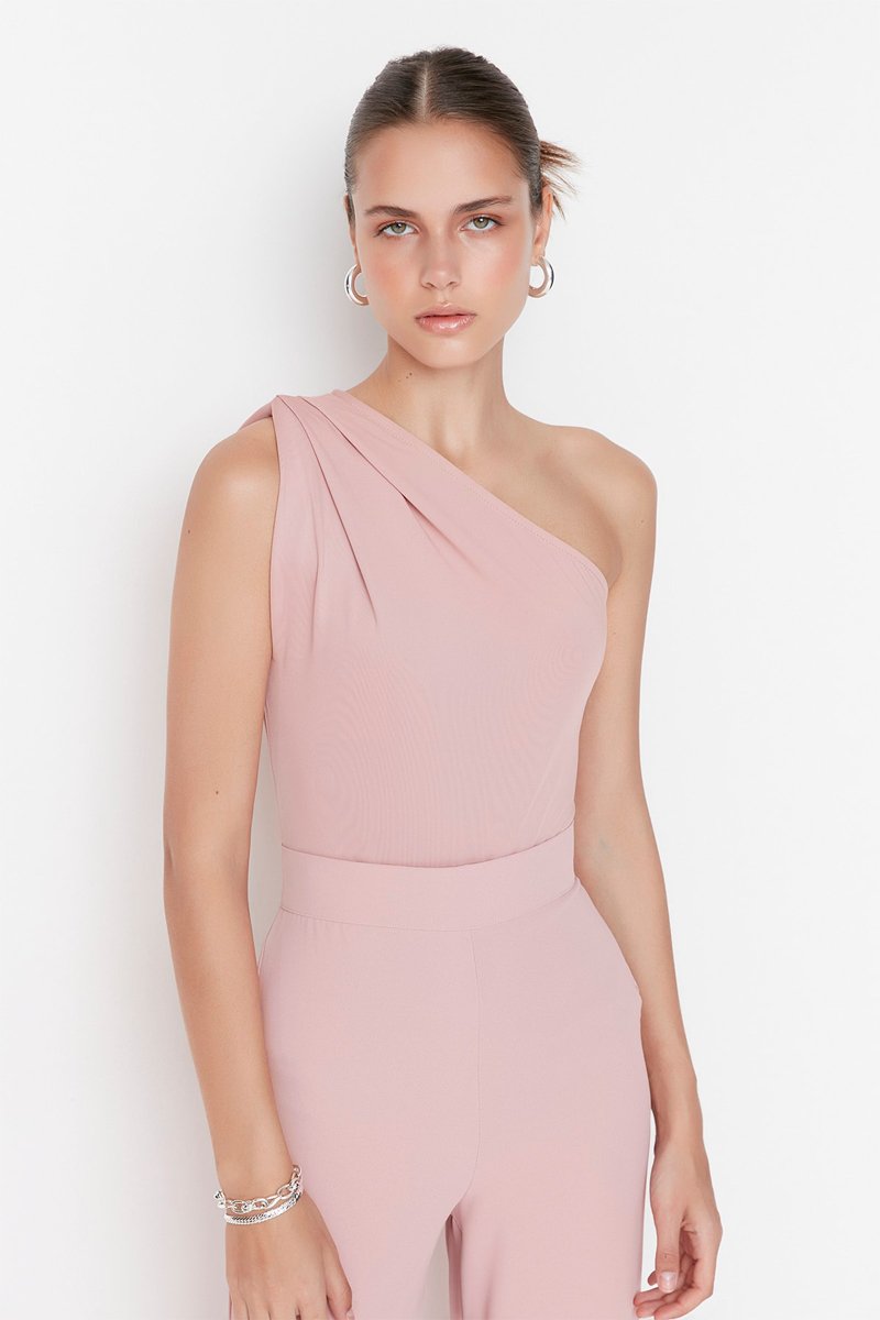 Crop top asymétrique - Rose poudré