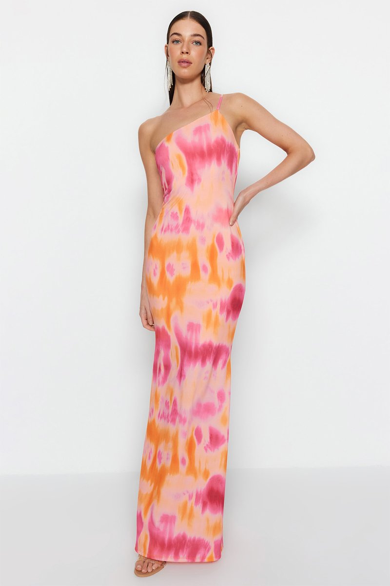 Robe asymétrique tie and dye - Multicolore