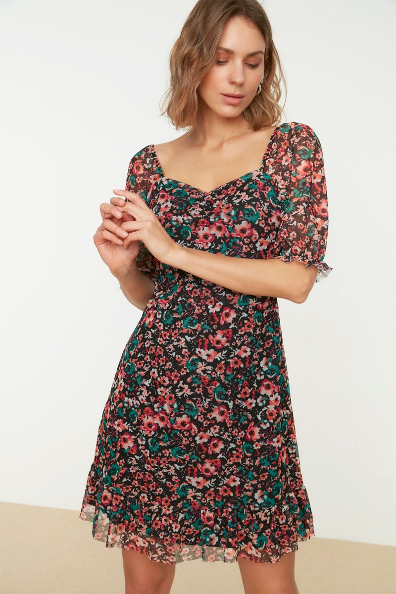 Robe patineuse Rouge et turquoise