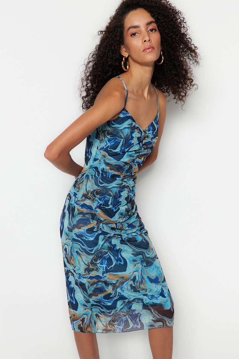 Robe droite tie and dye - Bleu