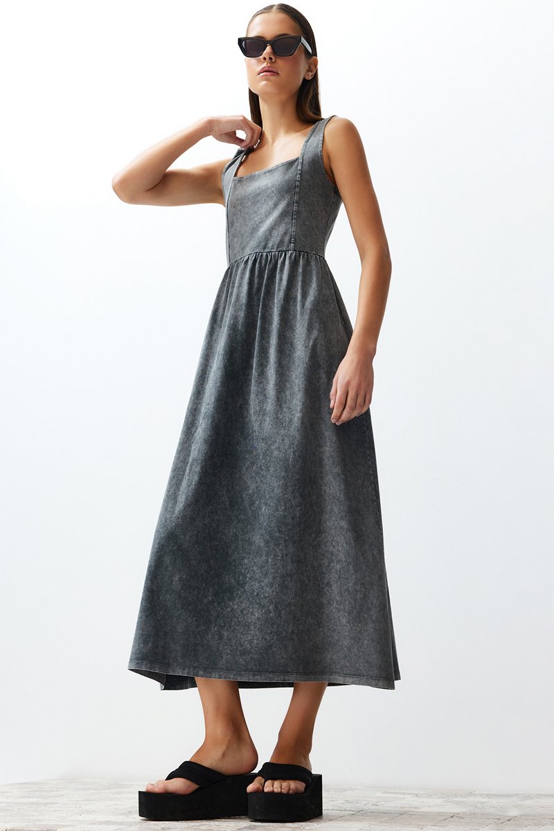 Robe midi - Anthracite chiné