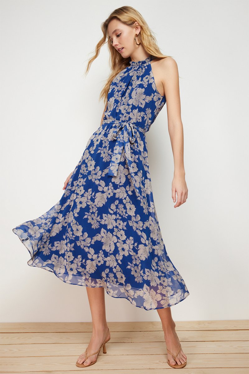 Robe midi - Bleu marine