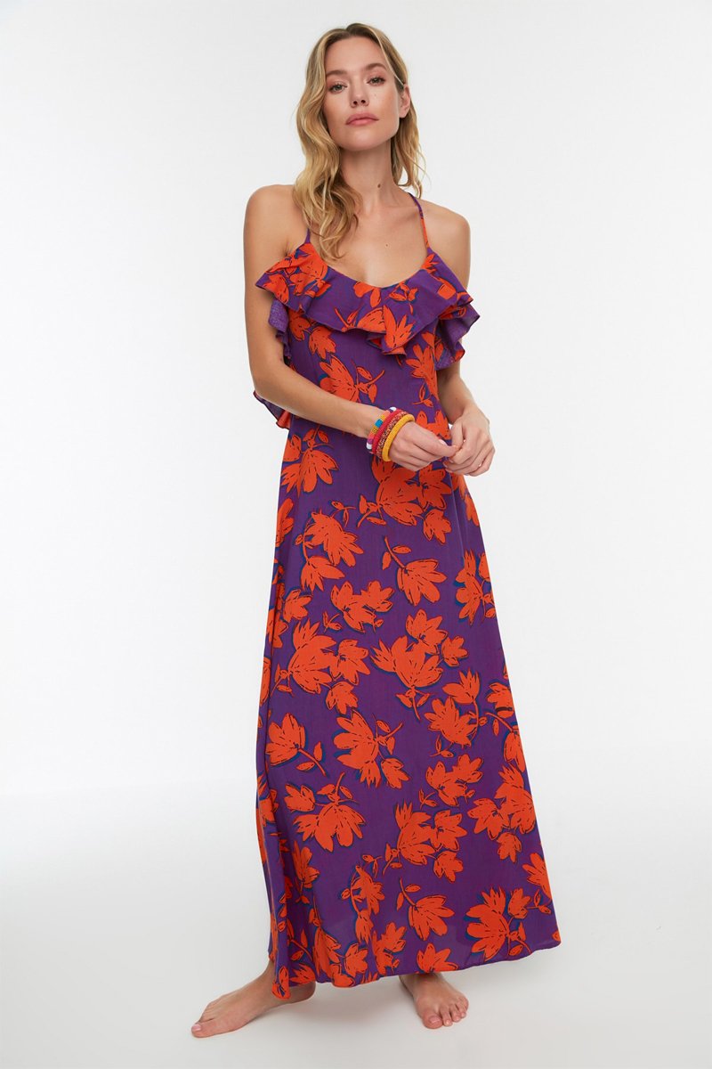 Robe de plage - Orange et violet