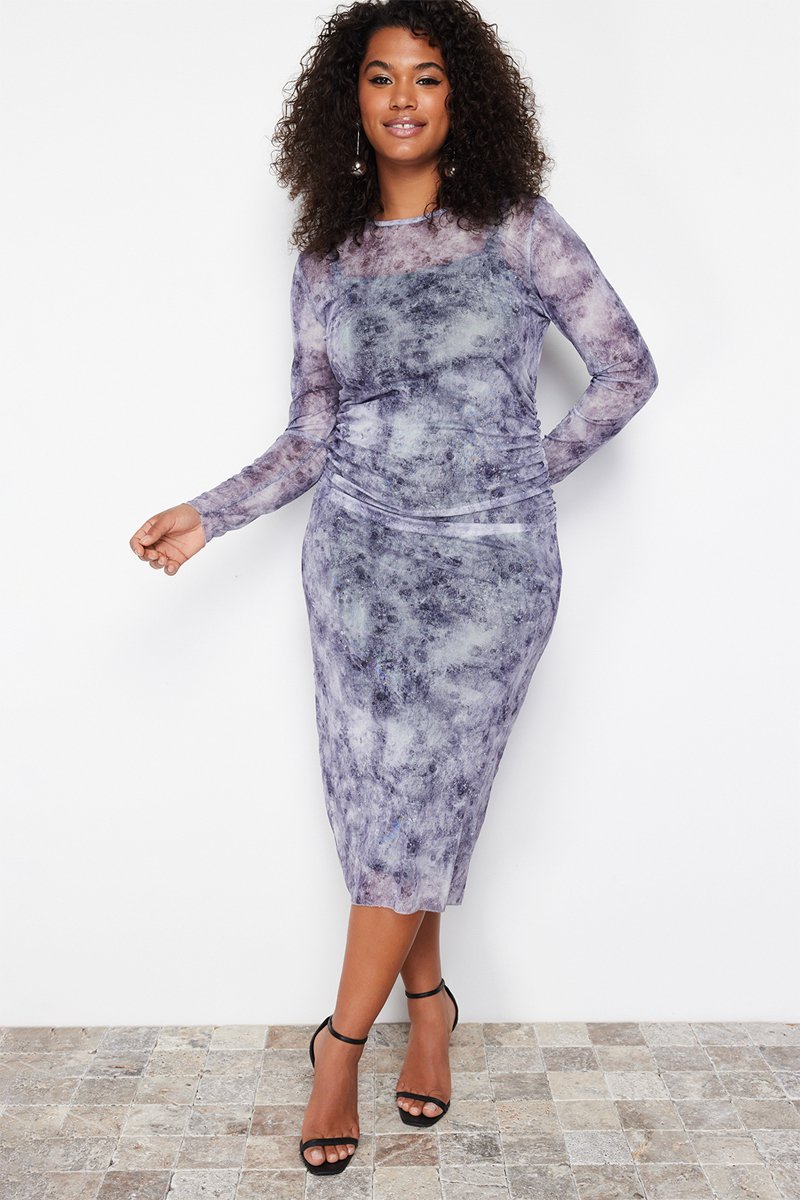 Robe fourreau - Gris chiné