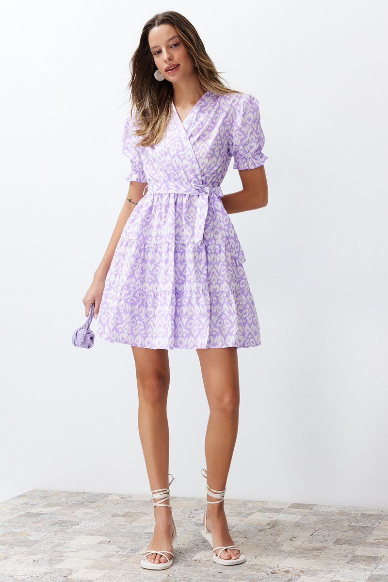 Robe patineuse - Mauve et blanc